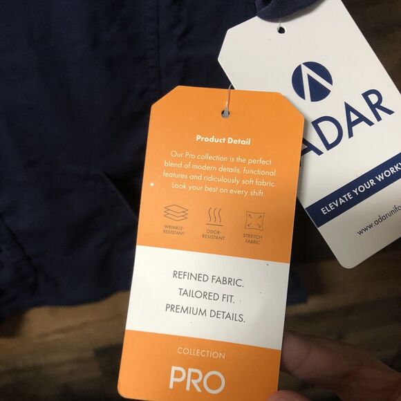 Adar Pro Elevated V-Neck Scrub Top Size Large, Navy Blue P4212 - Picture 4 of 5